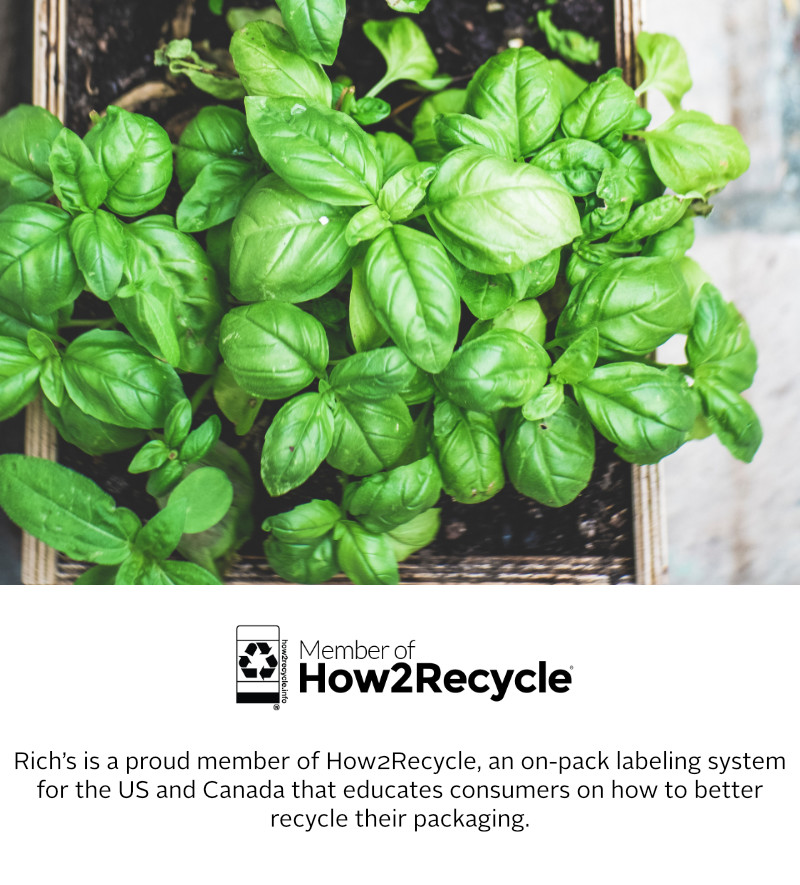 Rich's is a proud member of How2Recycle, an on-pack labeling system for the US and Canada that educates consumers on how to better recycle their packaging